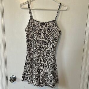 Floral Black and White Romper